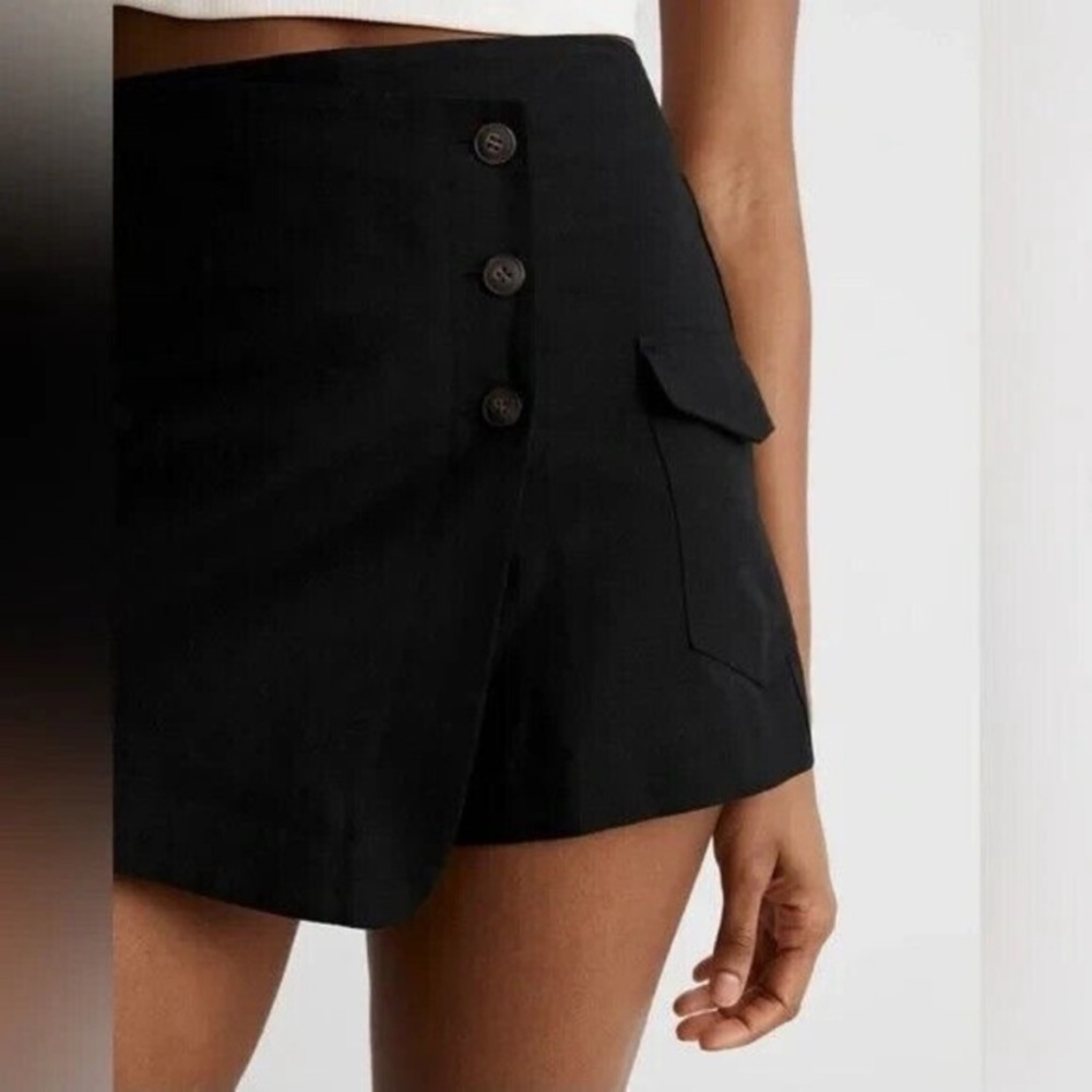 Madewell Cargo Linen Blend Skort Black Size 6 NWT